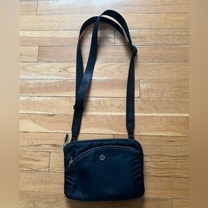 Lululemon Crossbody bag, black w/ silver accent